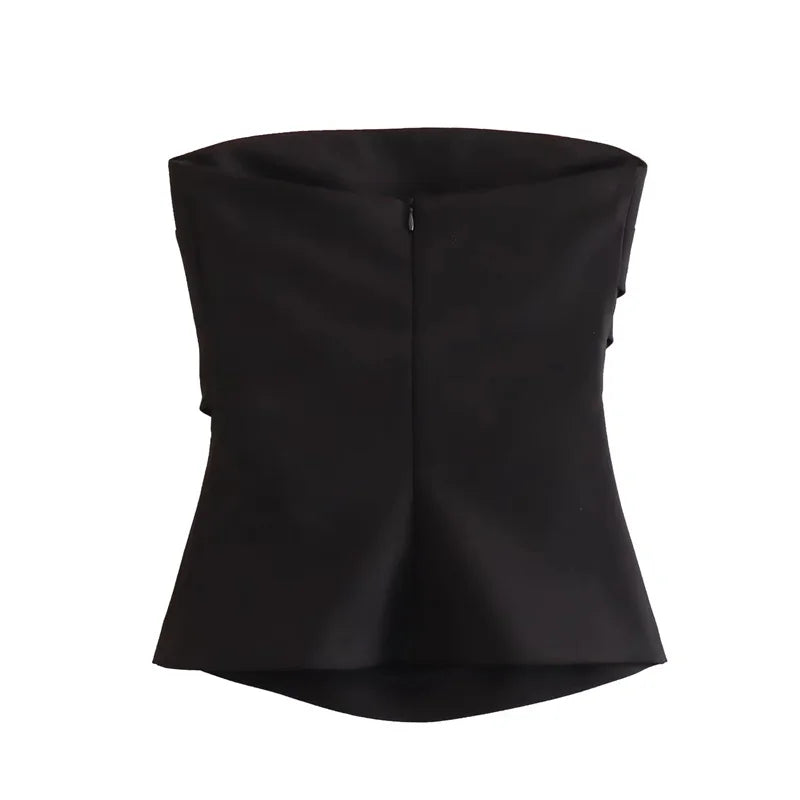 MUJER off Shoulder Crop Top Woman Ruched Backless Tube Top Women Summer Corset Top Female Sexy Tanks Camis Tops for Women 2025