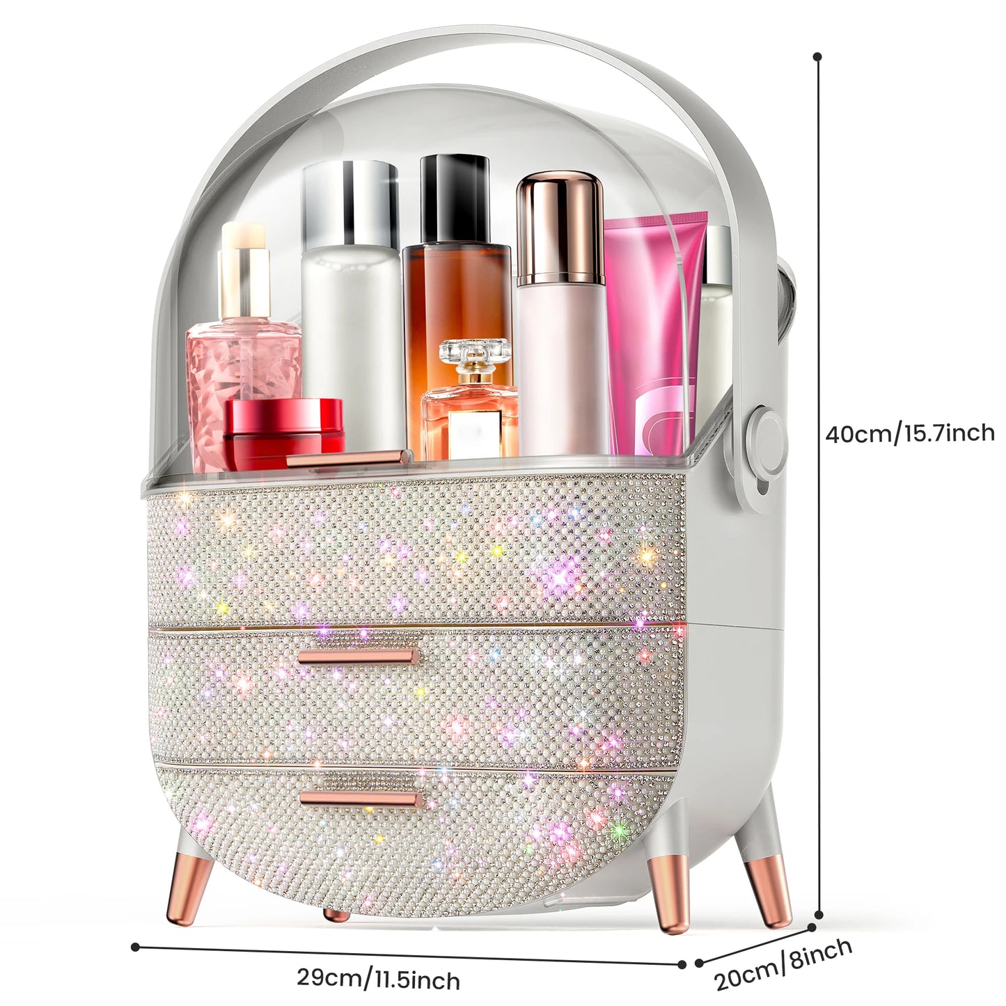 Compact Makeup Organizer - Spacious Storage for Eyeshadow, Skincare & More - Perfect for Bedrooms, Dorms, and Travel - Keeps Cos