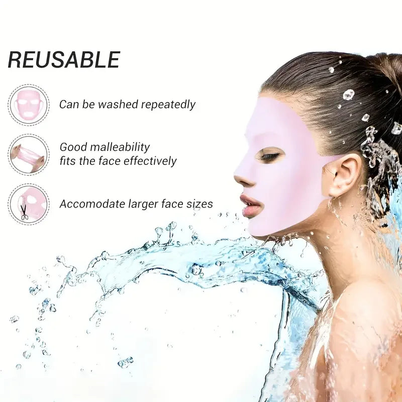 Silicone Skin Care 3-Piece Set - Reusable Moisturizing Mask Set, Gloves, Socks - For Face, Hands and Feet Dry, Cracked Skin, Set