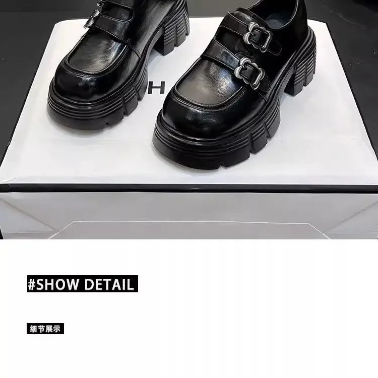 Shoes for Women  New Quality Women's Pumps Hot Sale Loafers Fashion Buckle Platform Leather Shoes Trend Versatile Zapatos