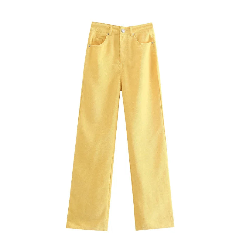 High Waist Women Jeans 2023 Spring Autumn Solid Loose Straight Denim Pants Female Retro Wide Leg Casual Trousers