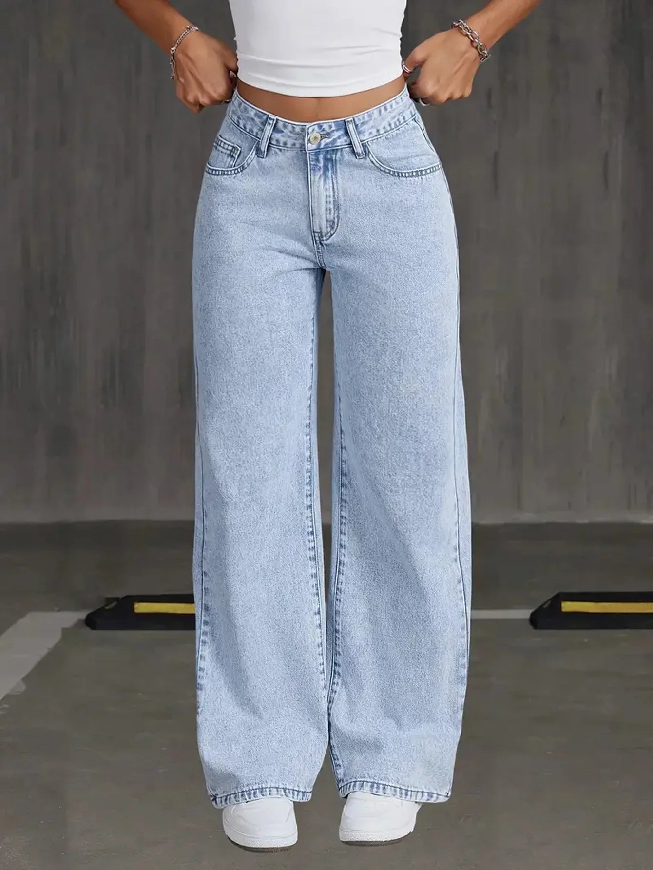 Women's Denim Wide-leg Pants Are Stylish, Simple, Slim, And Versatile With Multi-craft Design. Wide-leg Jeans Are New In Spring