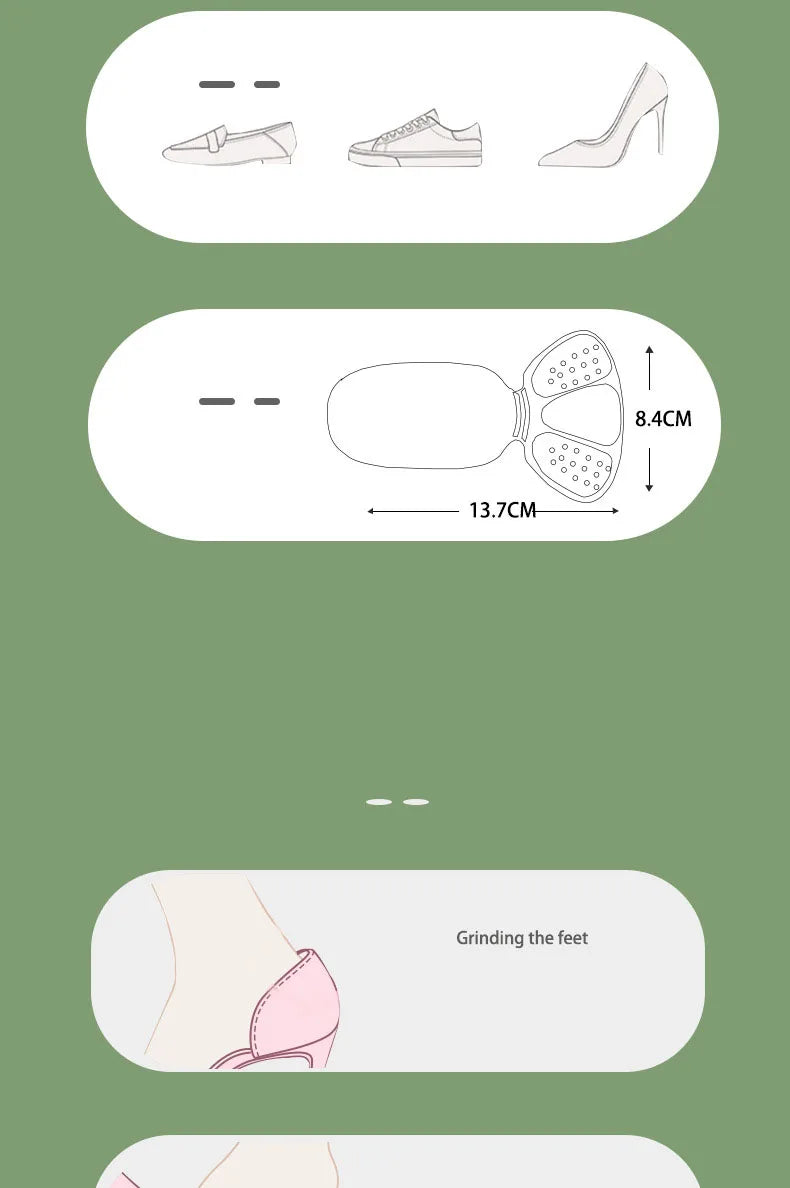 T-Shaped Heel Protectors Stickers Womens Shoes Heel Cushion Foot Care Products Non Slip Shoe Pads High Heels Half Shoe Inserts