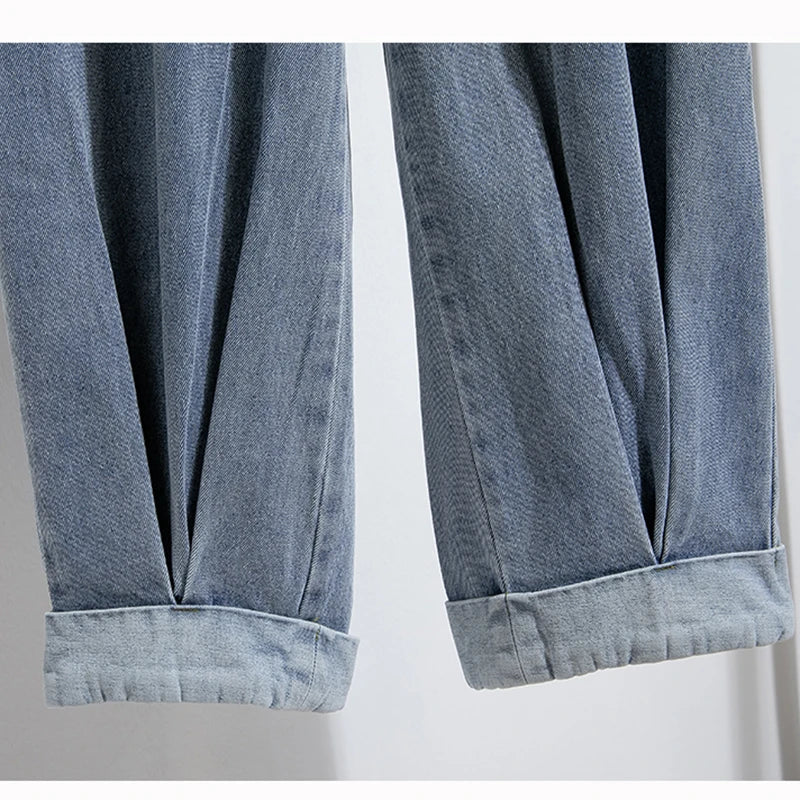 Plus Size Jeans For Women 2025 Autumn New Arrival High Elastic Waist Harem Denim Pants Korean Style Fashion Blue Jeans Woman