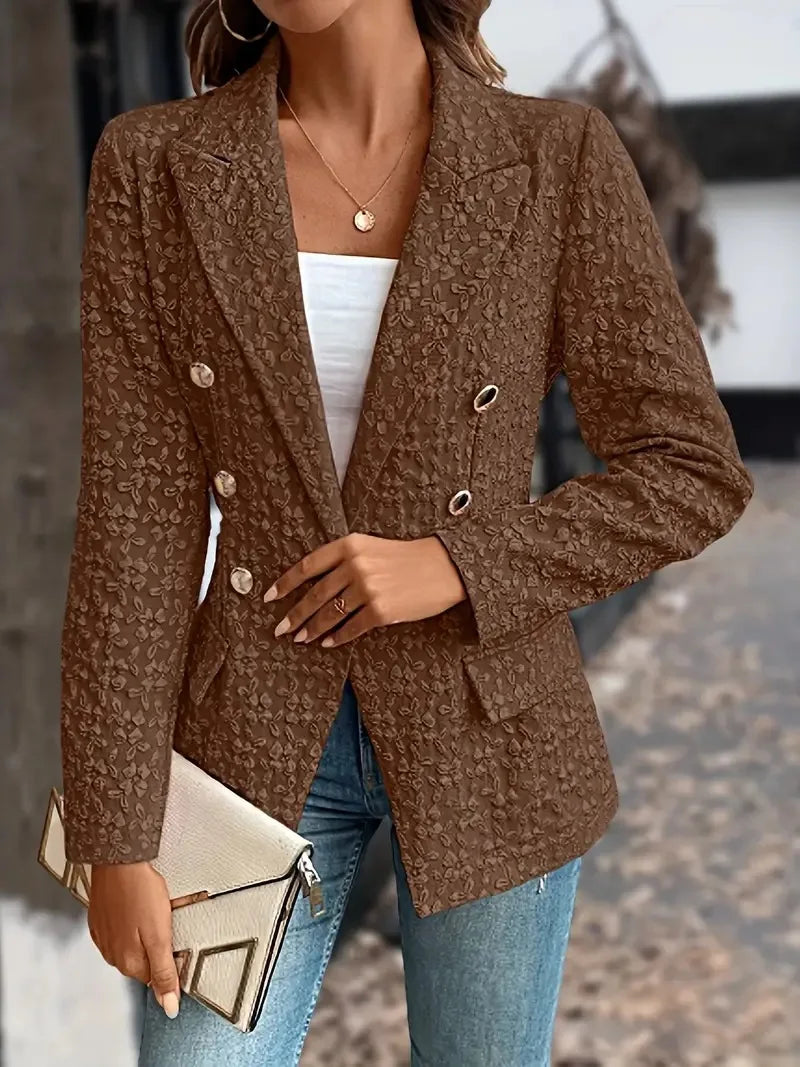 New Women's Blazers Spring Autumn Button Cardigan Jacket Fashion Commuter Office Solid Color Jacquard Elegant Simple Suit Top
