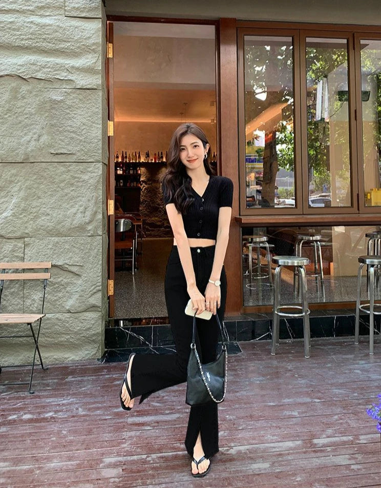 Women's Flared Jeans with Slits Bell Bottom Trousers Retro High Waist Shot Cowboy Pants for Woman Original Top Selling Baggy R Z