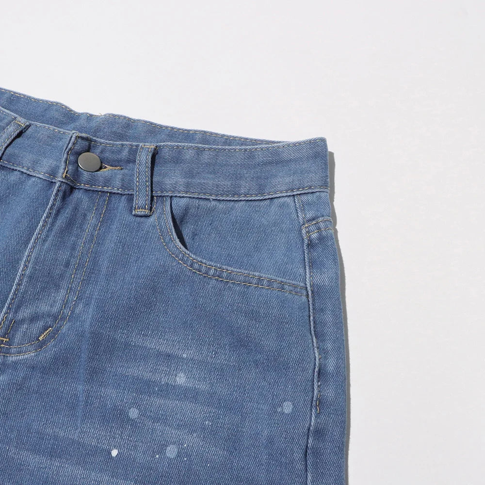 TWOTWINSTYLE Hollow Out Spliced Diamonds Loose Denim Pant For Women High Waist Patchwork Lace Casual Jeans Female Fashion Style