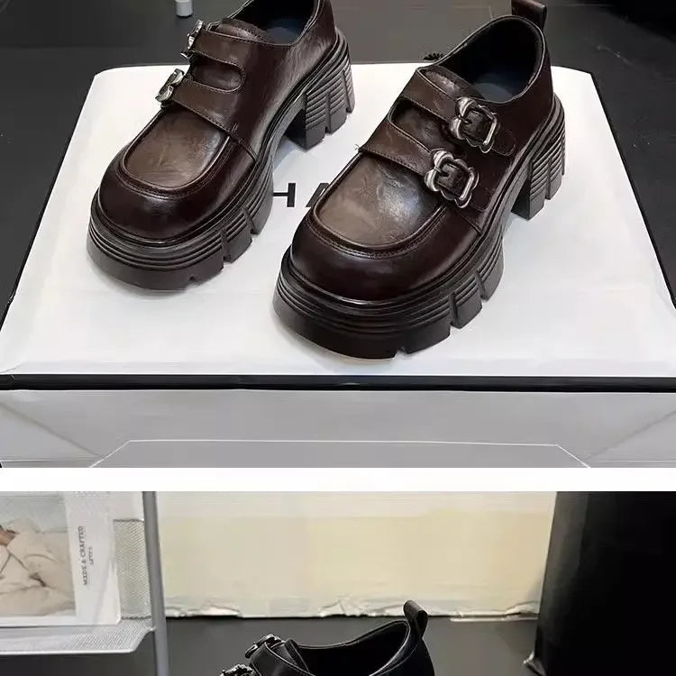 Shoes for Women  New Quality Women's Pumps Hot Sale Loafers Fashion Buckle Platform Leather Shoes Trend Versatile Zapatos