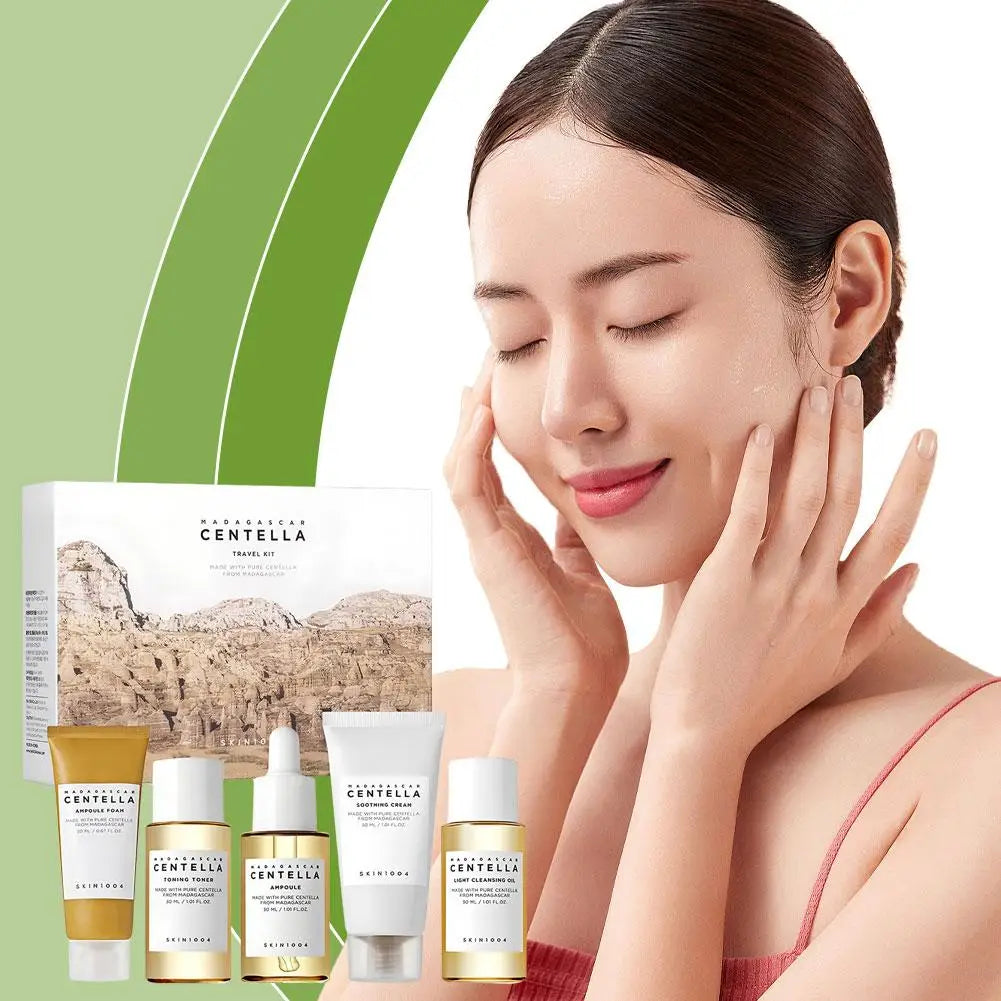 SKIN1004 Centella Asiatica Skin Care Set Moisturizing Toner & Cleanser & Ampoule Soothing Cream & Essence Toner & Essential Oil