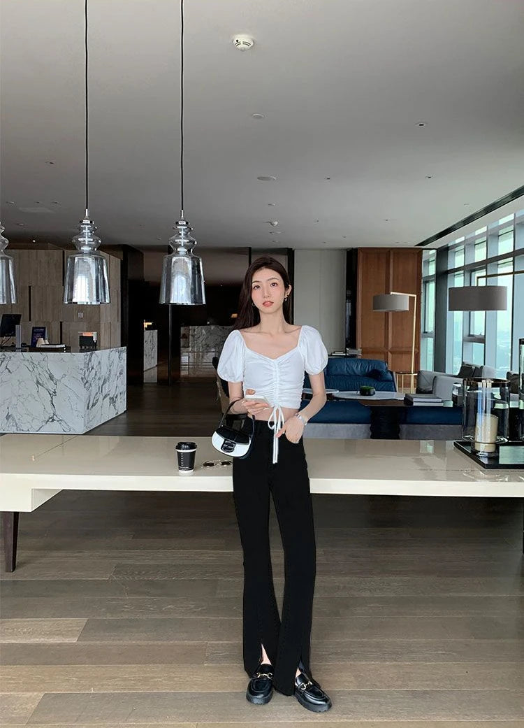 Women's Flared Jeans with Slits Bell Bottom Trousers Retro High Waist Shot Cowboy Pants for Woman Original Top Selling Baggy R Z