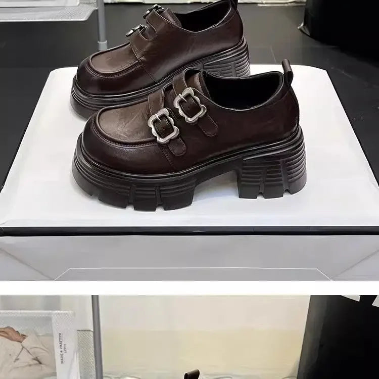 Shoes for Women  New Quality Women's Pumps Hot Sale Loafers Fashion Buckle Platform Leather Shoes Trend Versatile Zapatos