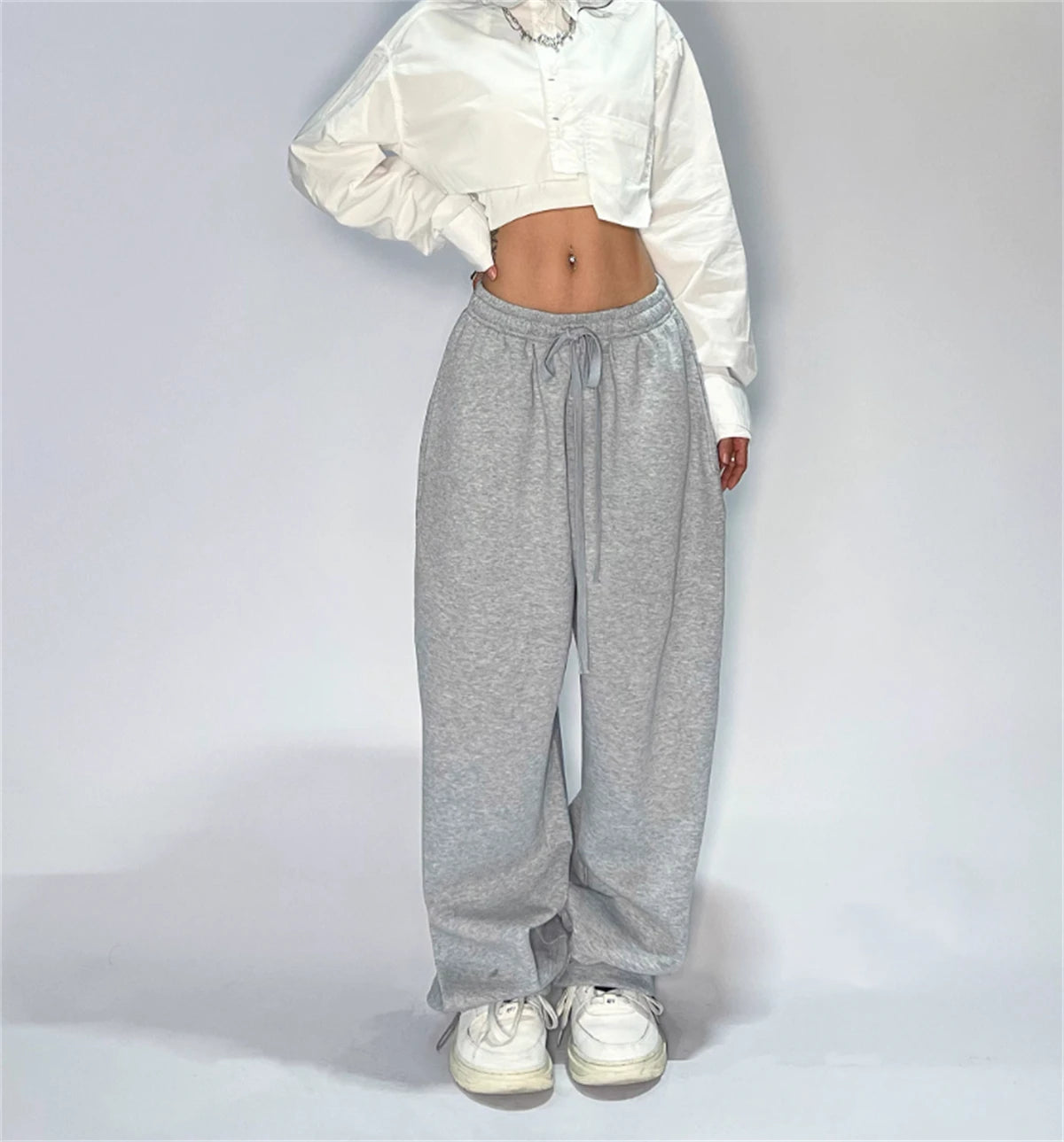 Women Harajuku Wide Leg Sweatpants 2025 Spring Fall Solid Fashion Sport Pant Female Casual Oversize Clothes Lady Baggy Trousers