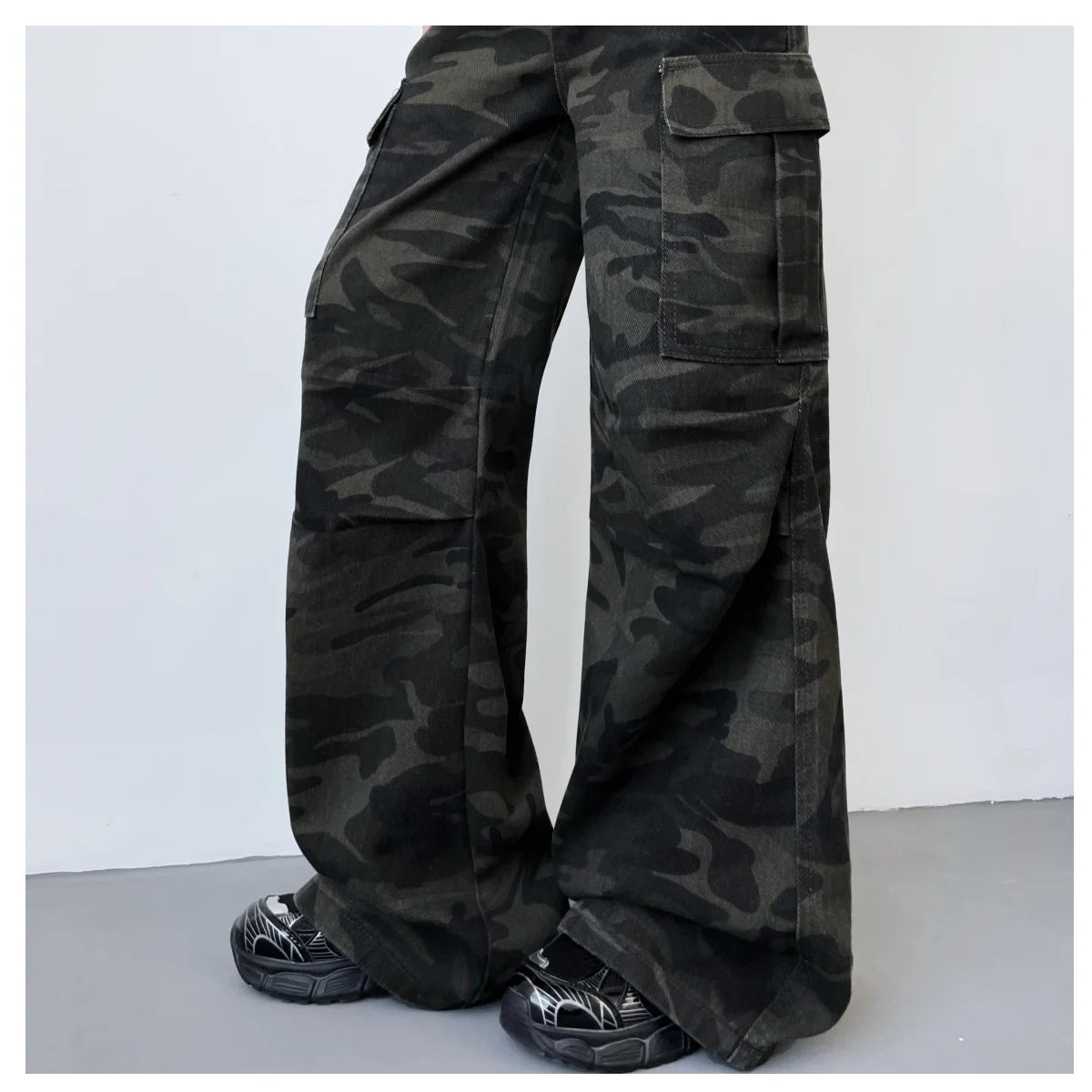 Fashionable Casual Wide-Leg Jeans American Retro Overalls Workwear Style Women's Trousers