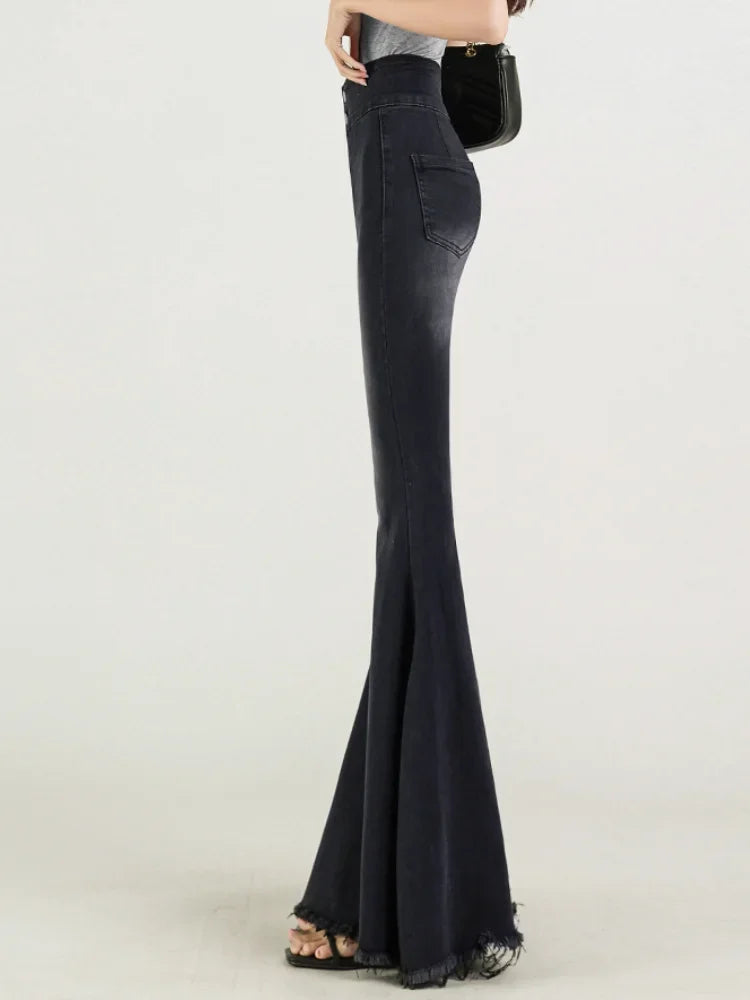 Skinny Jeans for Women Black Sexy Cool Girls Spring Summer Full Length Flare High Waist Do Old Casual Washed New Simple Design