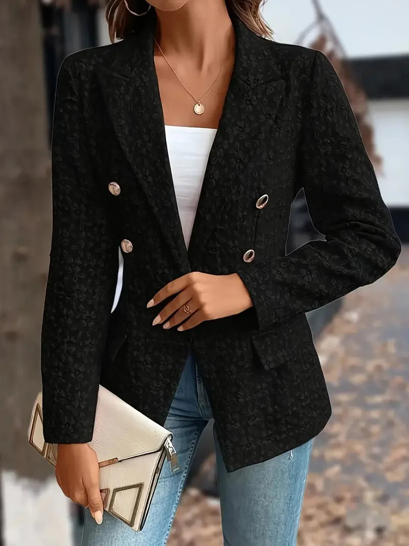 New Women's Blazers Spring Autumn Button Cardigan Jacket Fashion Commuter Office Solid Color Jacquard Elegant Simple Suit Top