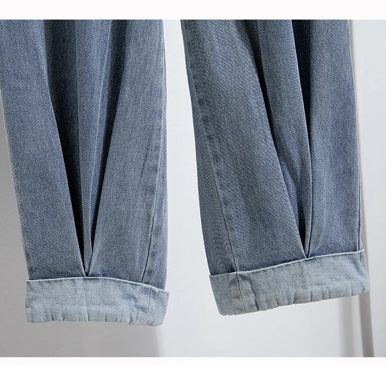 Plus Size Jeans For Women 2025 Autumn New Arrival High Elastic Waist Harem Denim Pants Korean Style Fashion Blue Jeans Woman