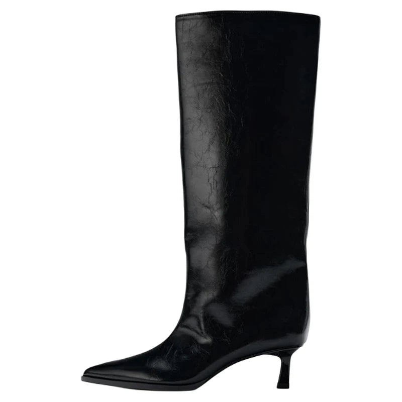 High Heels Women's High Boots Sexy Pointed Toe Fashion Shoes 2025 Winter Walking Chelsea Boots New Trend Gothic Long Mujer Botas