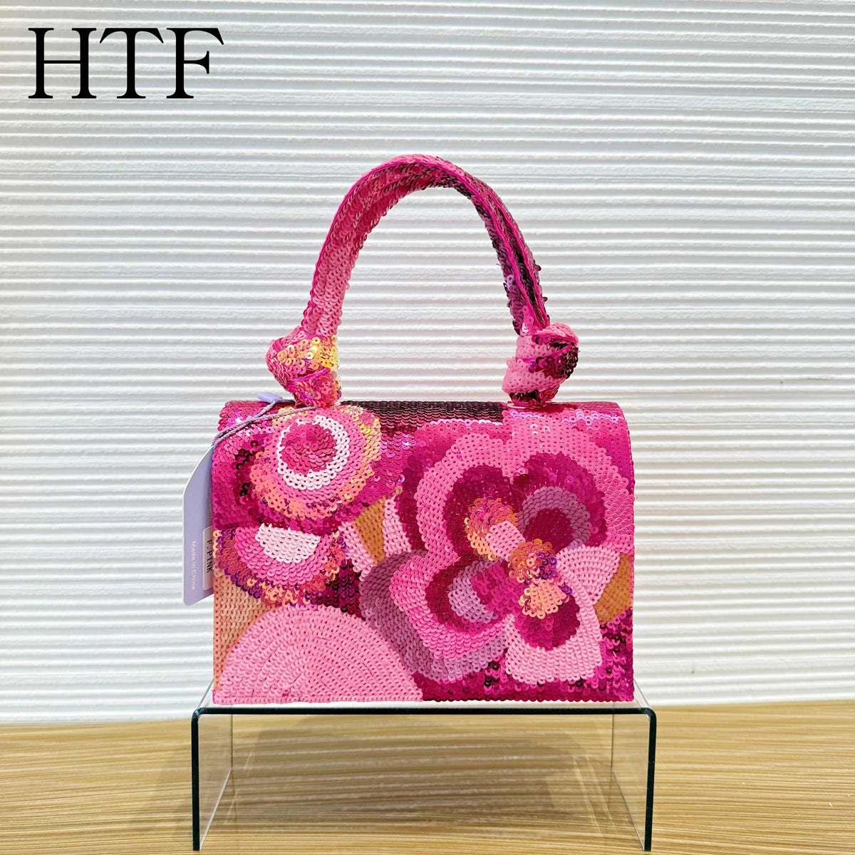 New Design Flower Beaded Handbag Women's Shiny Evening Bags For Wedding Lady Party Beading Totes Crossbody Bag