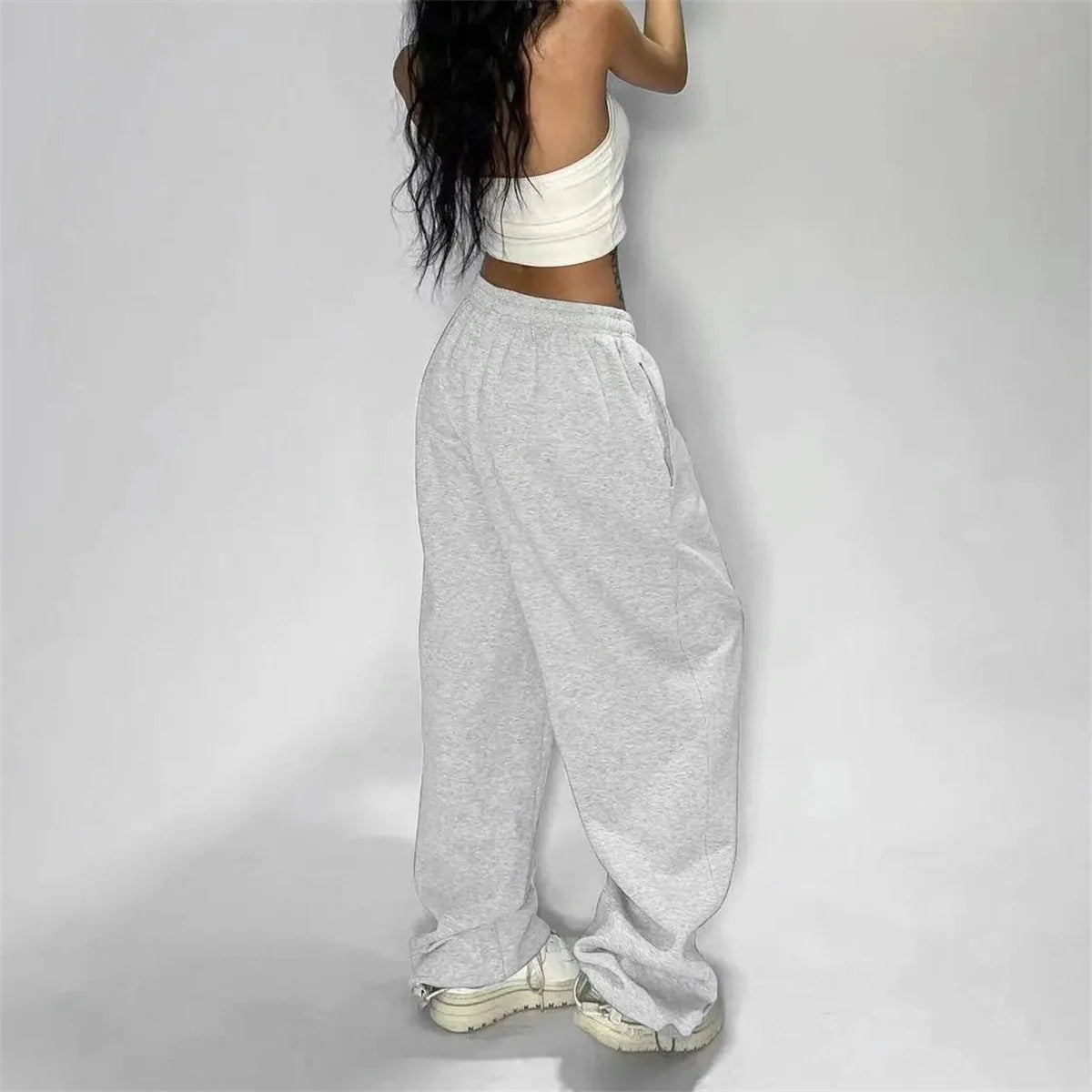 Women Harajuku Wide Leg Sweatpants 2025 Spring Fall Solid Fashion Sport Pant Female Casual Oversize Clothes Lady Baggy Trousers