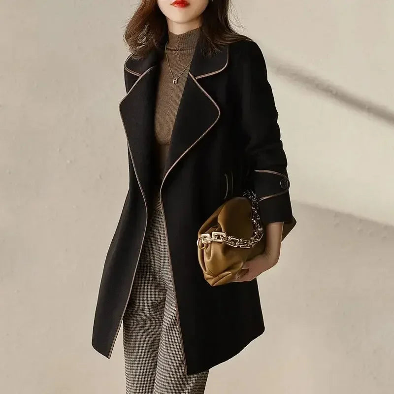 Loose Clothing Over Women's Blazers Long Female Coats and Jackets Black Jacket Dress Solid Overcoat New in Trench Coat Outerwear