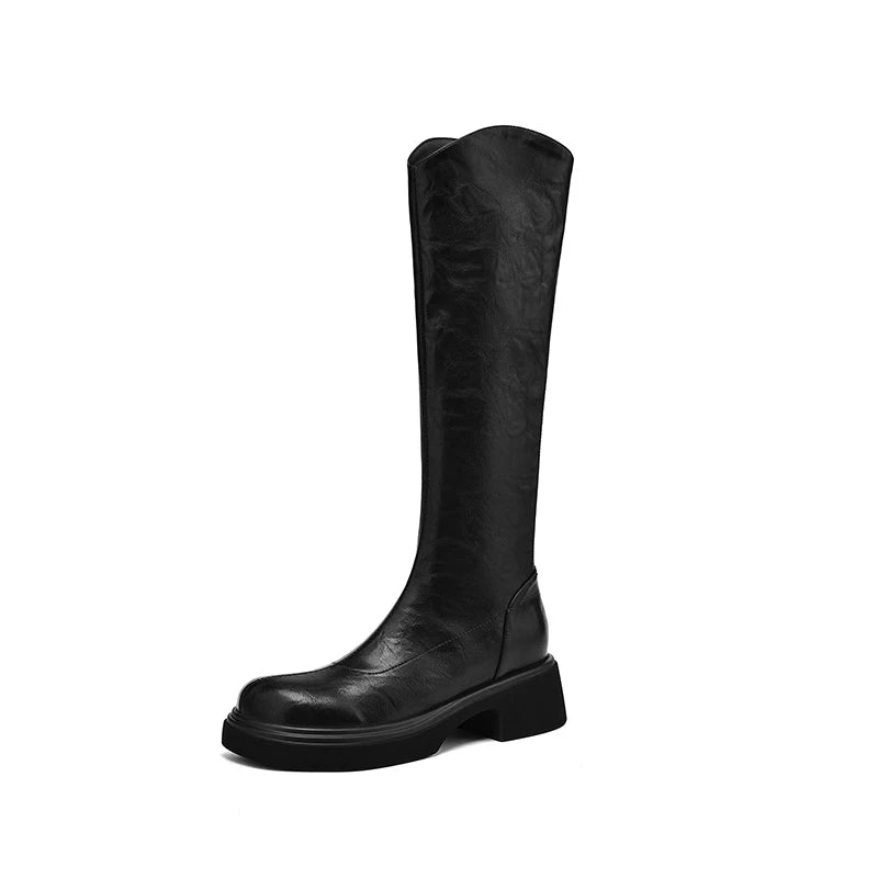 Ods Footwear Elegant Heeled Shoes for Women Brown Ladies Boots Platform Winter Knee High Shaft Heels Long Boot Lady 40 41 42 43