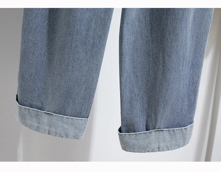 Plus Size Jeans For Women 2025 Autumn New Arrival High Elastic Waist Harem Denim Pants Korean Style Fashion Blue Jeans Woman