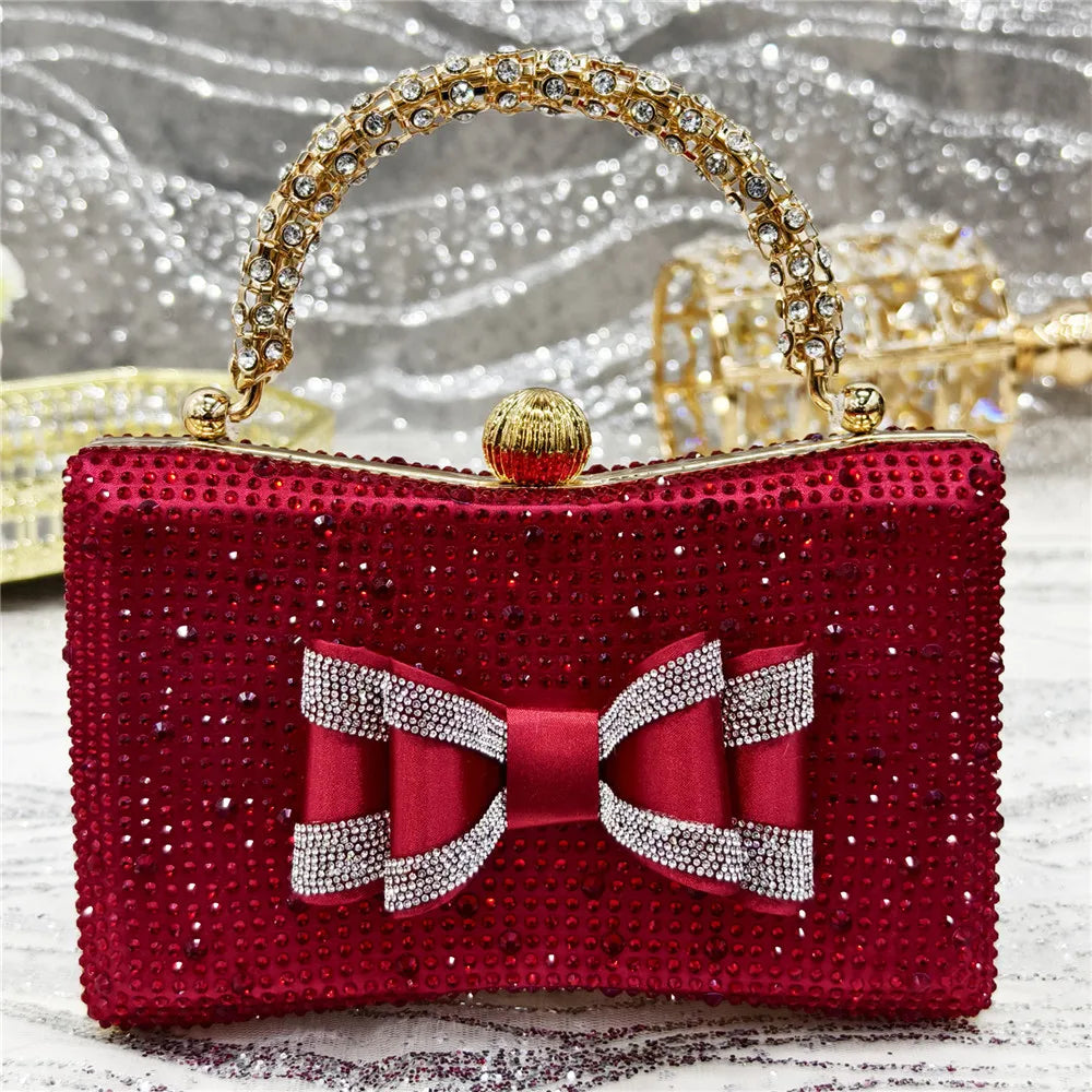 Med Heel Shoes for Women Hollowed Out Embroidery Rhinestone Italian Design Olive-green Color Pointed-Toe Shoes and Bags Set