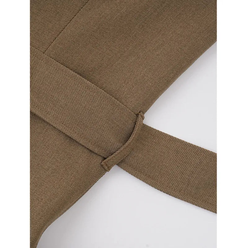 KWTX 2025 Spring Summer Brown Blazer Women's Vintage Slim Single Breasted Belted Jacket Pocket Elegant Office Casual Outfit