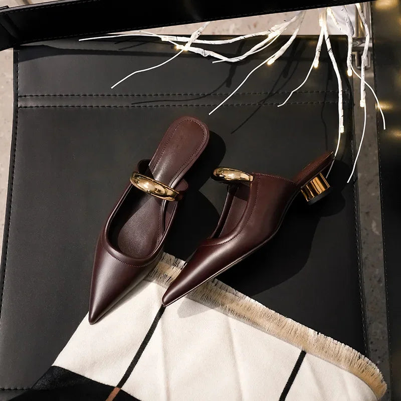 Black High-heeled Shoes for Women 2024 New Style Toe Sandals with Pointed Tips Womens Shoes Sandals Zapatos De Mujer