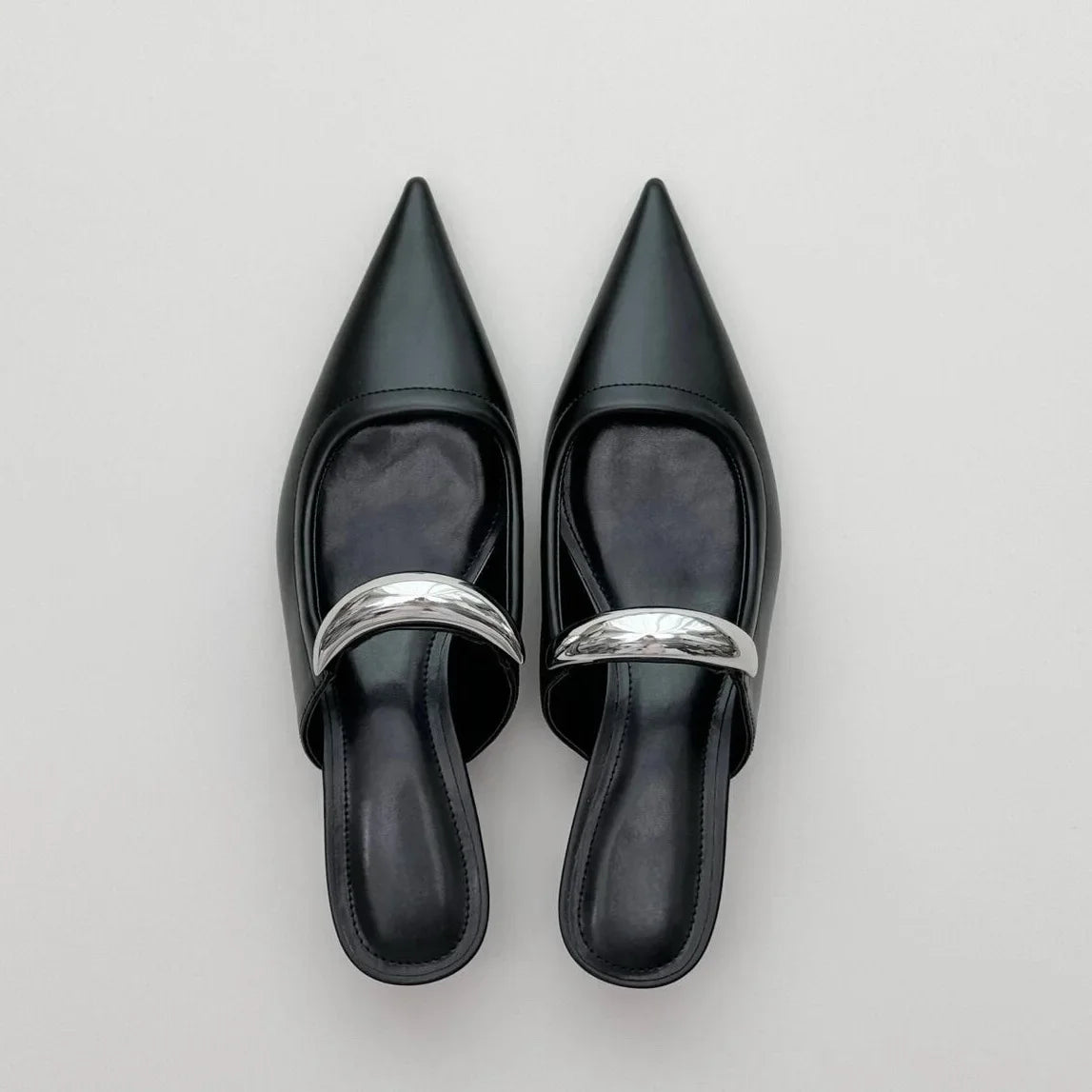 Black High-heeled Shoes for Women 2024 New Style Toe Sandals with Pointed Tips Womens Shoes Sandals Zapatos De Mujer