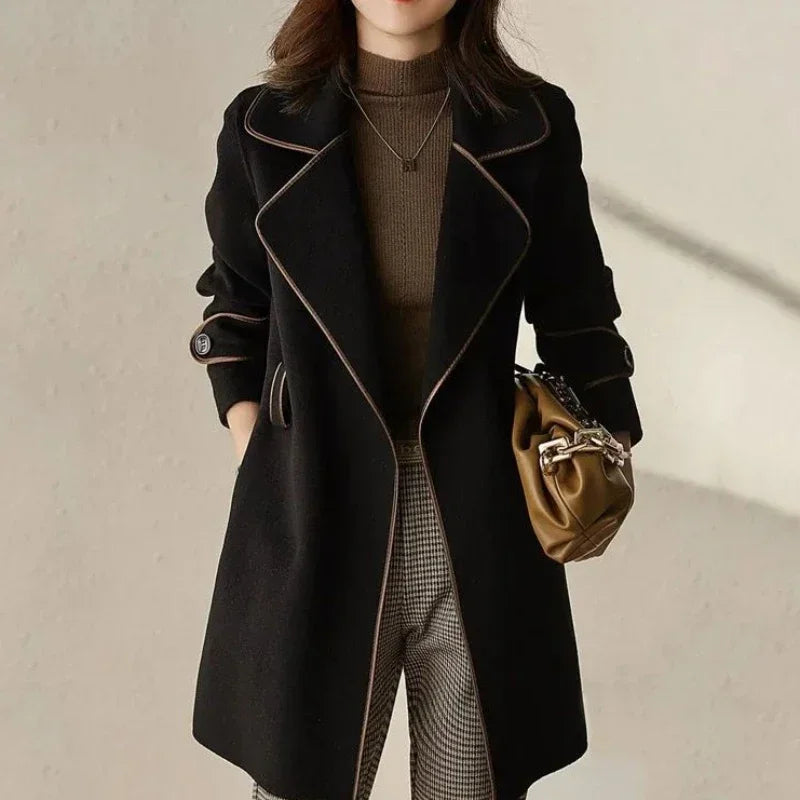 Loose Clothing Over Women's Blazers Long Female Coats and Jackets Black Jacket Dress Solid Overcoat New in Trench Coat Outerwear