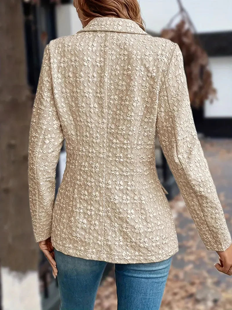 New Women's Blazers Spring Autumn Button Cardigan Jacket Fashion Commuter Office Solid Color Jacquard Elegant Simple Suit Top