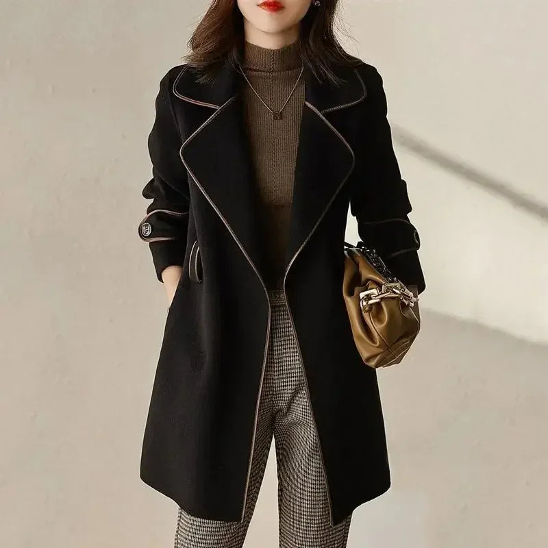 Loose Clothing Over Women's Blazers Long Female Coats and Jackets Black Jacket Dress Solid Overcoat New in Trench Coat Outerwear