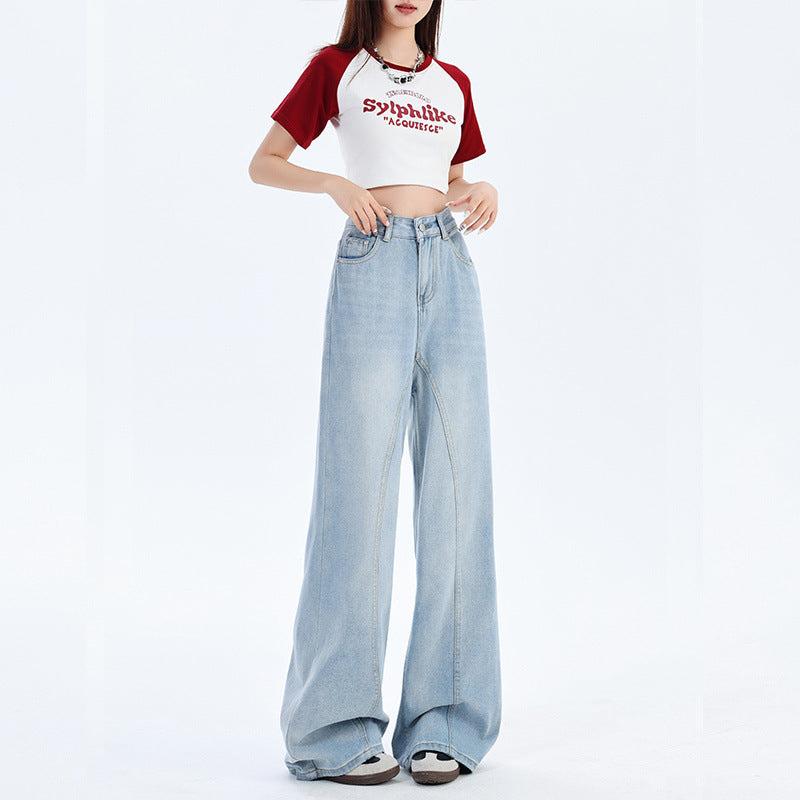 Fried Street Yellow Mud Dyed Washed Jeans Women's Line Design Sense