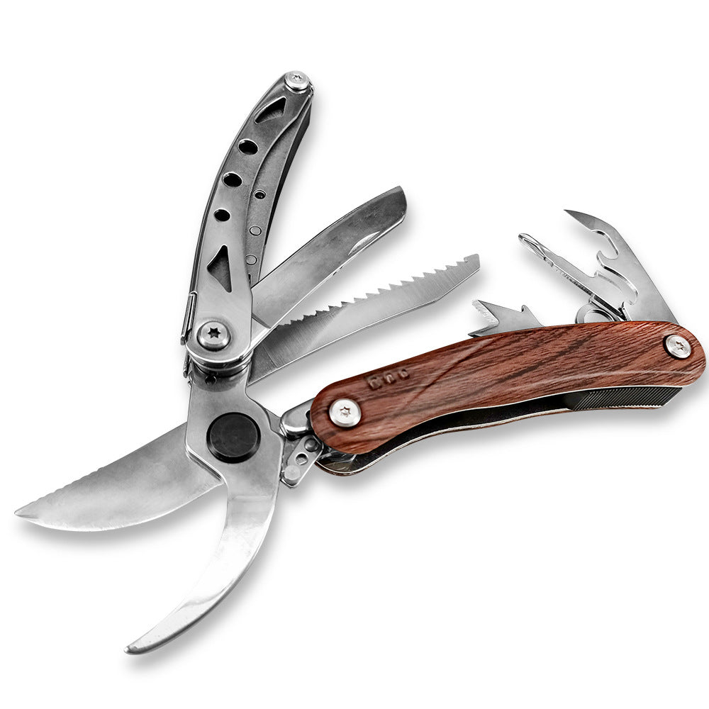 Wautton Multipurpose Garden Clippers with Screwdriver, Saw, Knife, Ruler & More, Compact Garden Shears for Gardening, Camping & Survival Tools
