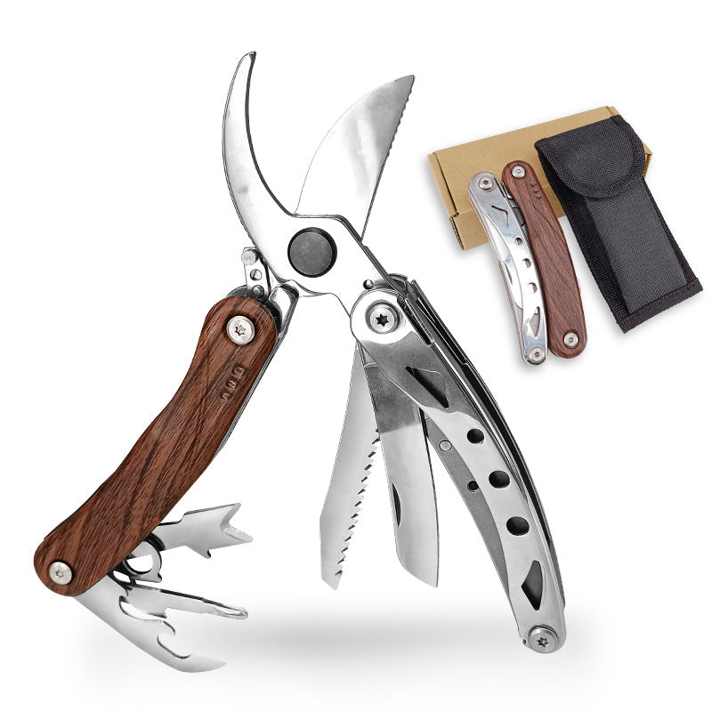 Wautton Multipurpose Garden Clippers with Screwdriver, Saw, Knife, Ruler & More, Compact Garden Shears for Gardening, Camping & Survival Tools