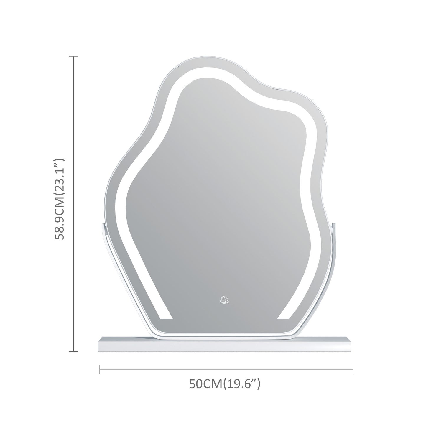 Vanity Makeup Cloud LED Mirror With Lights Strip Smart Control Wall Mount Decor Glass Hanging Removable