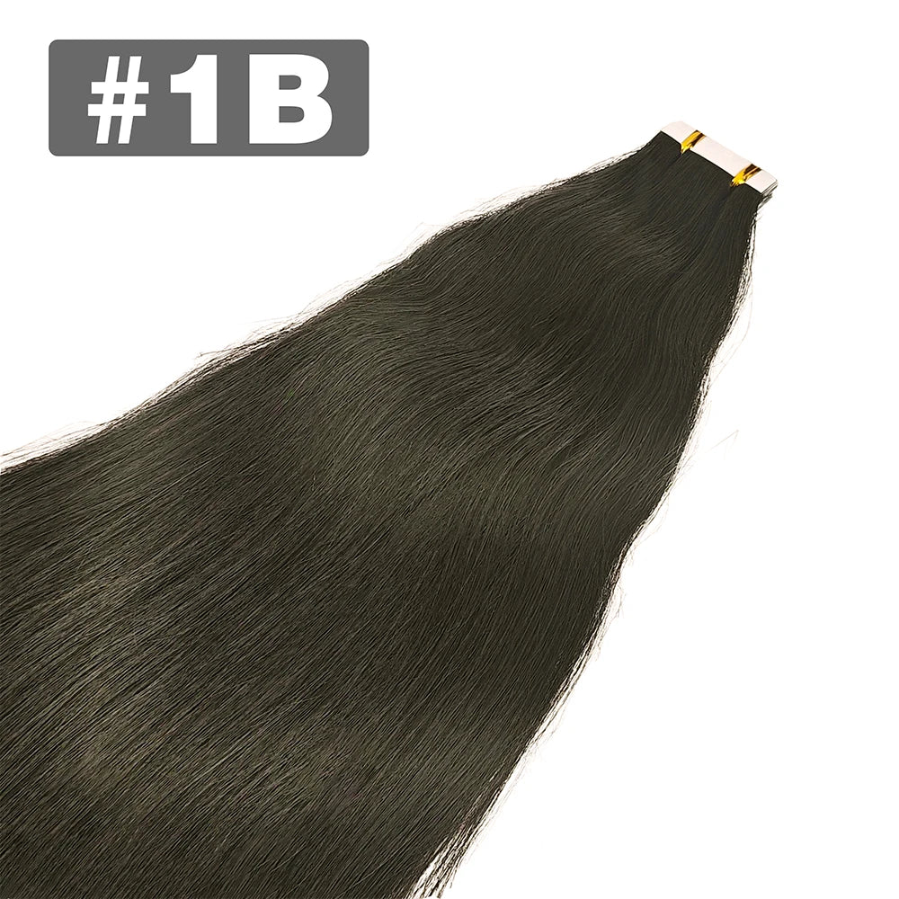 20pcs Tape In Human Hair Extensions Straight Invisible Seamless Natural Black 100% Brazilian Human Hair Tape Ins Hair Extensions