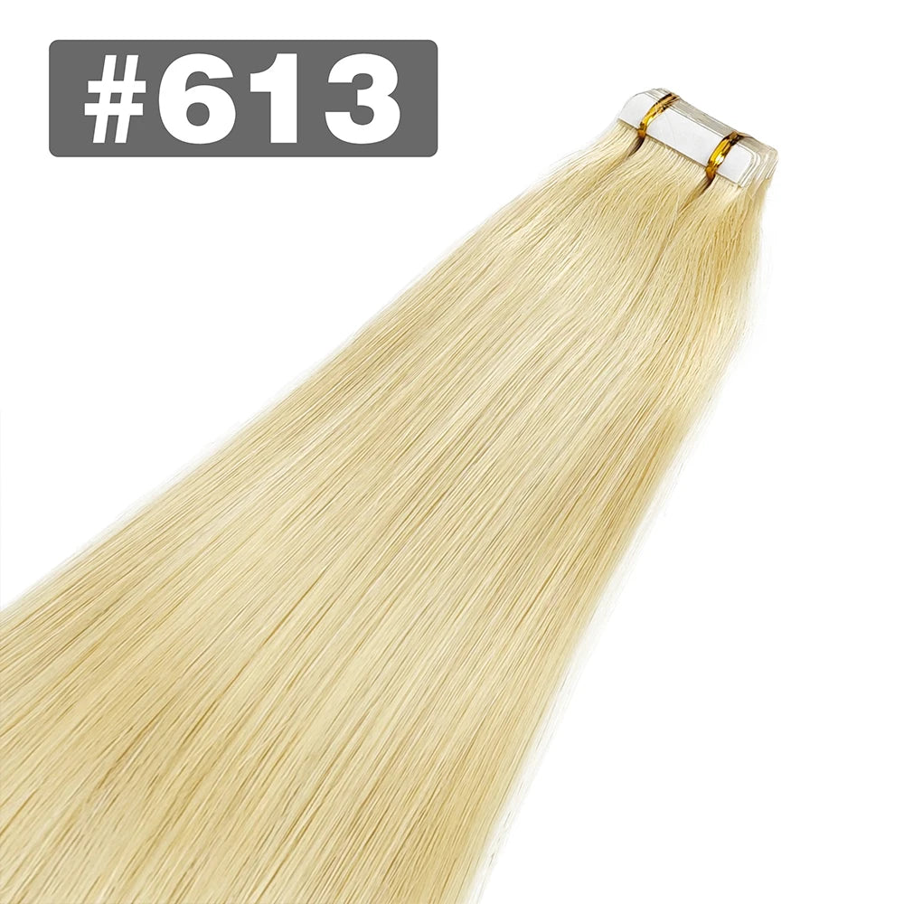 20pcs Tape In Human Hair Extensions Straight Invisible Seamless Natural Black 100% Brazilian Human Hair Tape Ins Hair Extensions