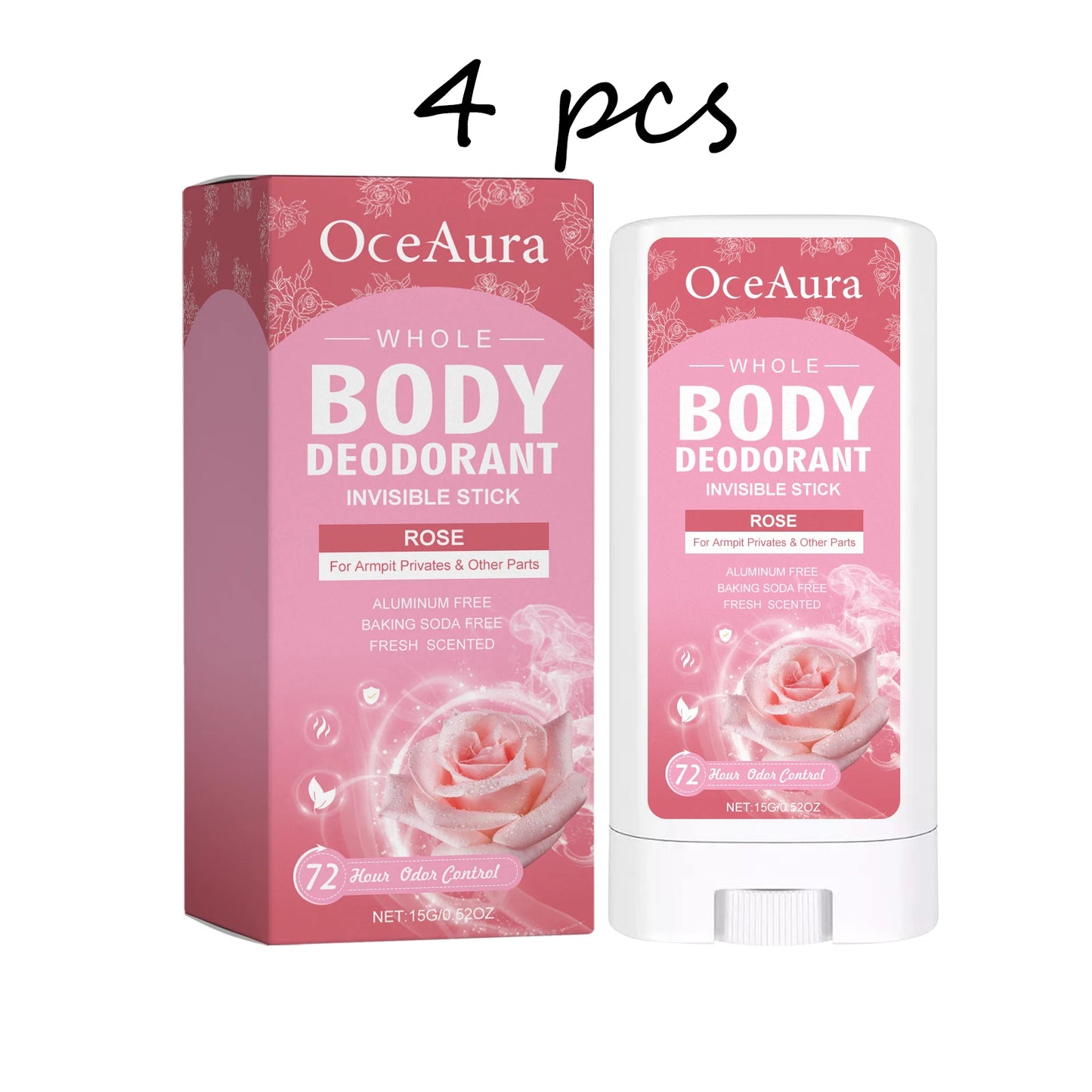 Oceaura Rose Body Deodorant Balm Stick Lasting Floral Fragrance Remove Sweaty Odor Skin Care Solid Perfume for Underarms