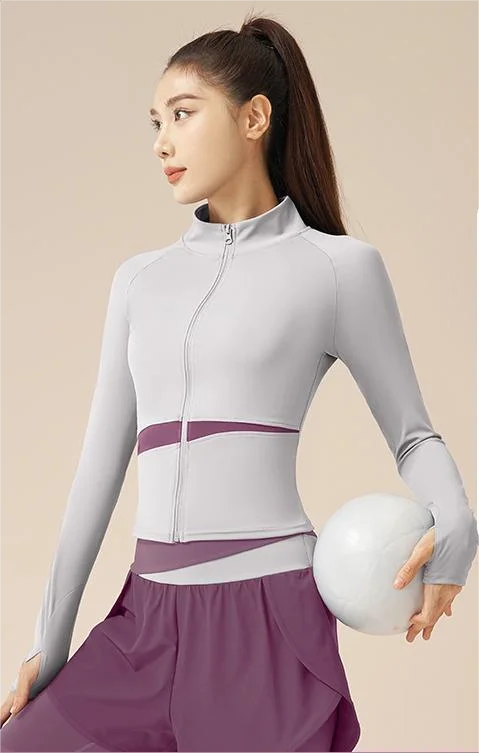 New Thin Women Zipper Tank Tops Yoga High-Neck Anti-UV Yoga Tops Fitness Breathable Yoga Tops