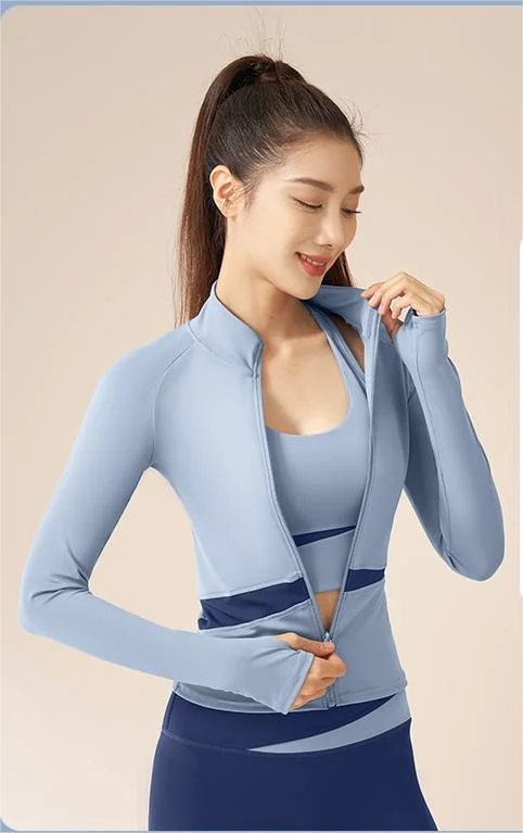 New Thin Women Zipper Tank Tops Yoga High-Neck Anti-UV Yoga Tops Fitness Breathable Yoga Tops