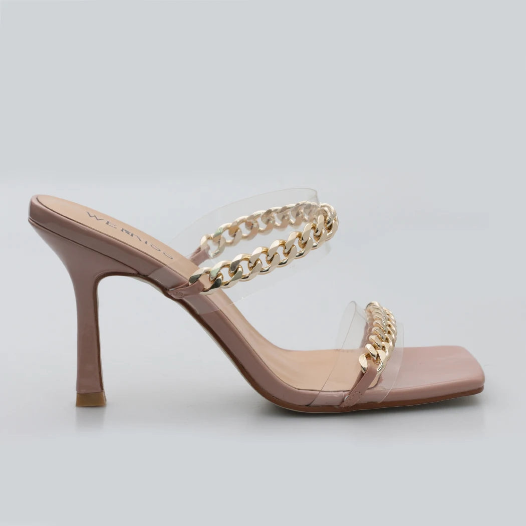 WETKISS Wholesale Square Toe Big Size 15 Summer Slides Sandals Fancy Lady Chain Shoes PVC High Heel Slippers Women Shoes