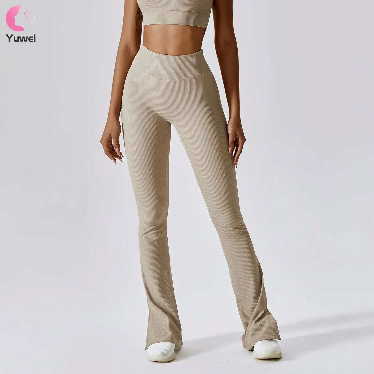 Comfortable and Stylish Women High Waist Flared Bottoms Sport Yoga Leggings