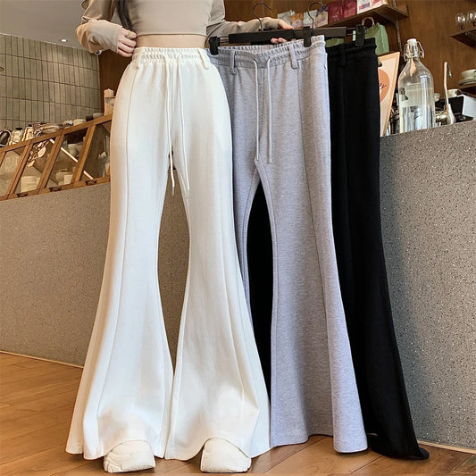 New China Spring and autumn new big horn bell bottoms high waist sagging feeling women leisure sports pants