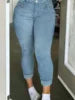 Free Shipping to USA- Plus Size Women Light Blue High Stretch Pencil Jeans High Waist Straight Full Length Washed Denim Pants