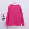 Women 2024 Autumn Winter Loose Sweater Round Neck Solid Color All-Match Long Sleeve Breathable Lazy Pullover Tops Knit Sweater