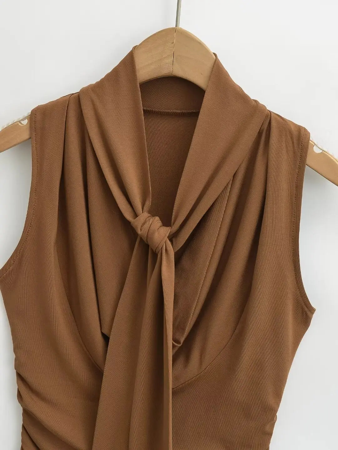 Women 2024 Summer New Fashion Swing Collar Vest Scarf Tank Tops Vintage Casual Female Camis Chic Tops