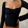 Women 2024 New Autumn Winter Knitwear Tops Elastic Square Neck Off-Shoulder Bottom Knit Slim Long Sleeve Pullover Sweater