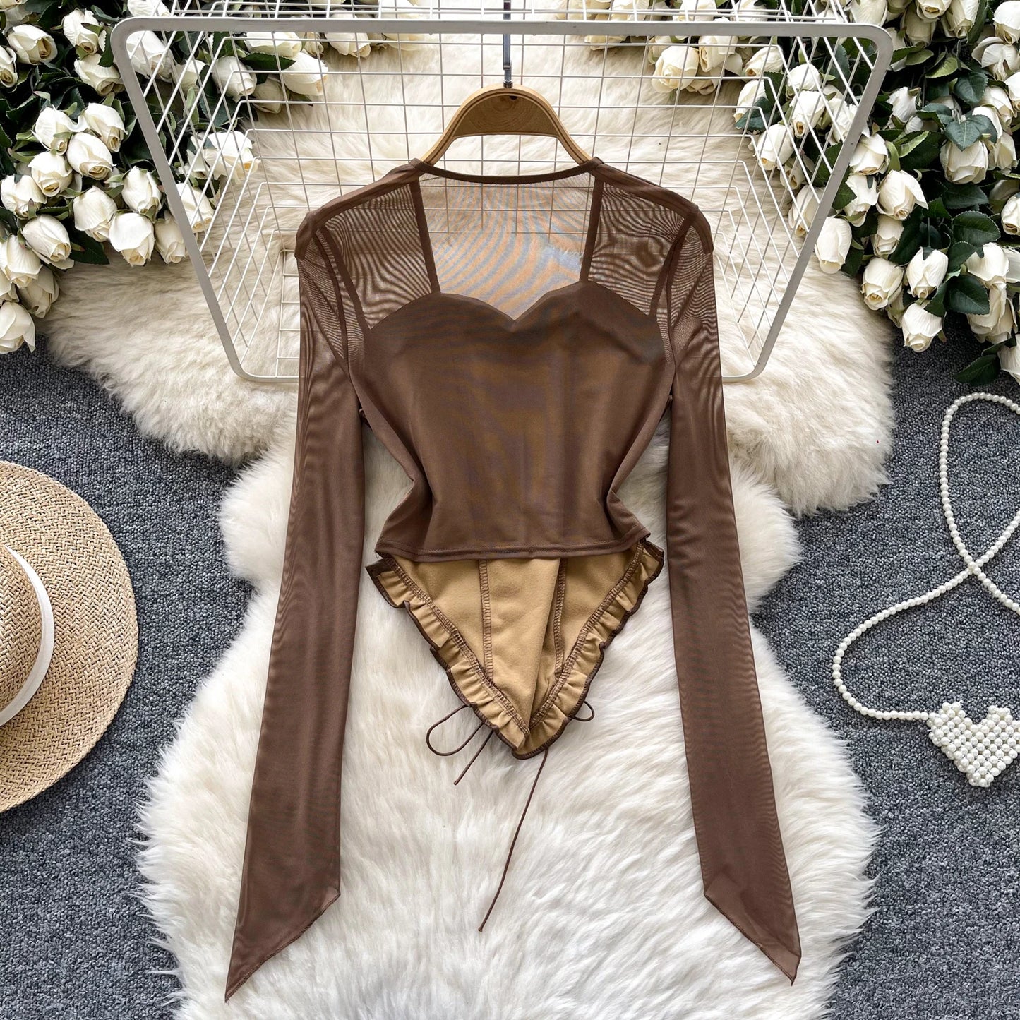 Autumn Full Sleeve Square Collar Casual PU Blouses Women Patchwork Shirts Ladies Y2k Tops Clothes Women Wholesale